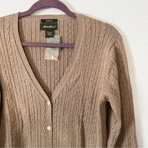 Eddie Bauer | Camel Stretch Button Down Cardigan